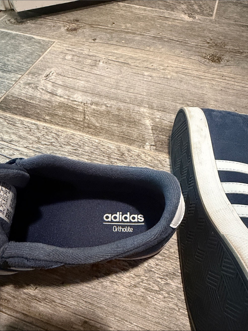 adidas Navy Suede Sneakers with White Stripes - Picture 4 of 5